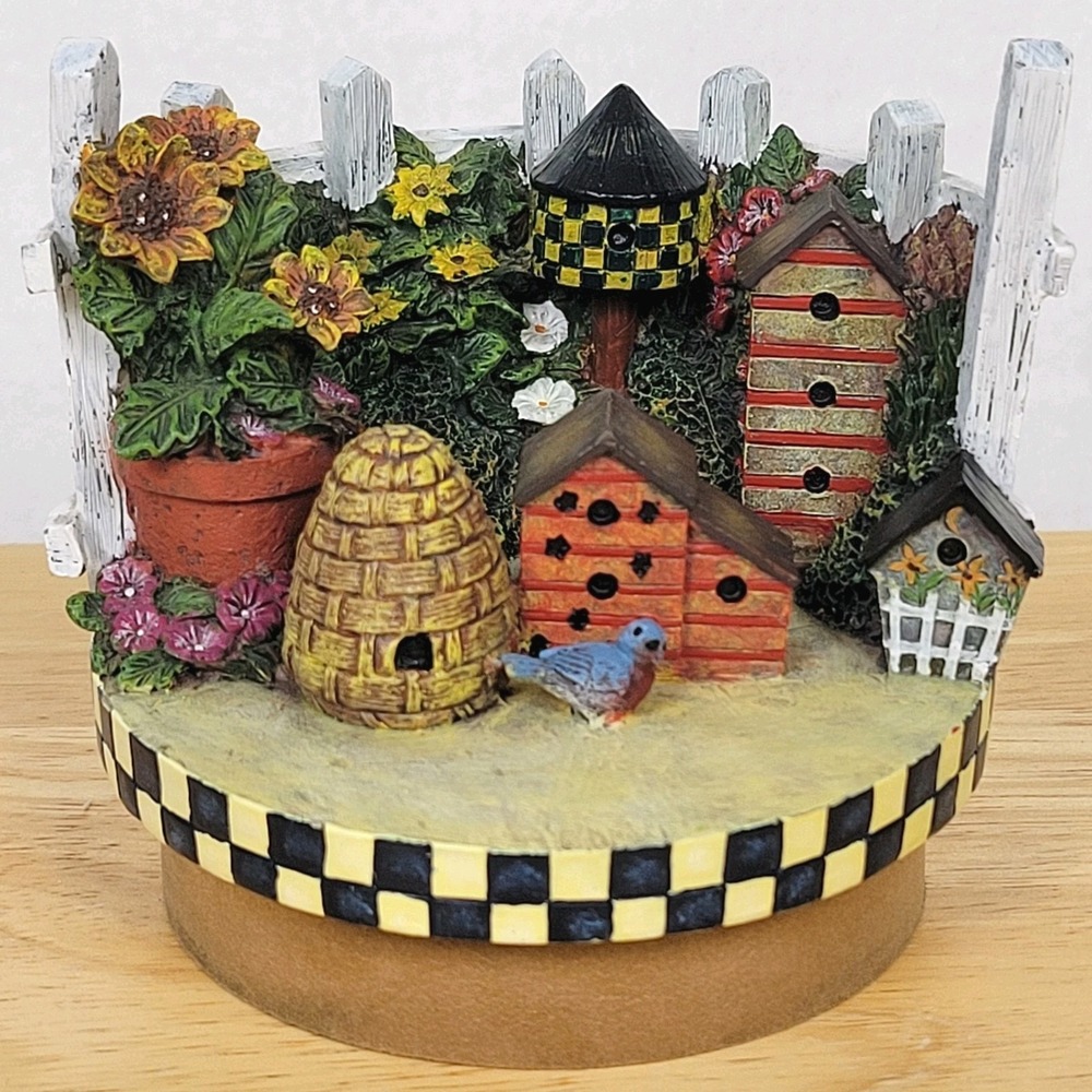 Vtg Lang Candle Topper Birdhouse Sampler Ellen Stouffer Garden 2001 Cottagecore